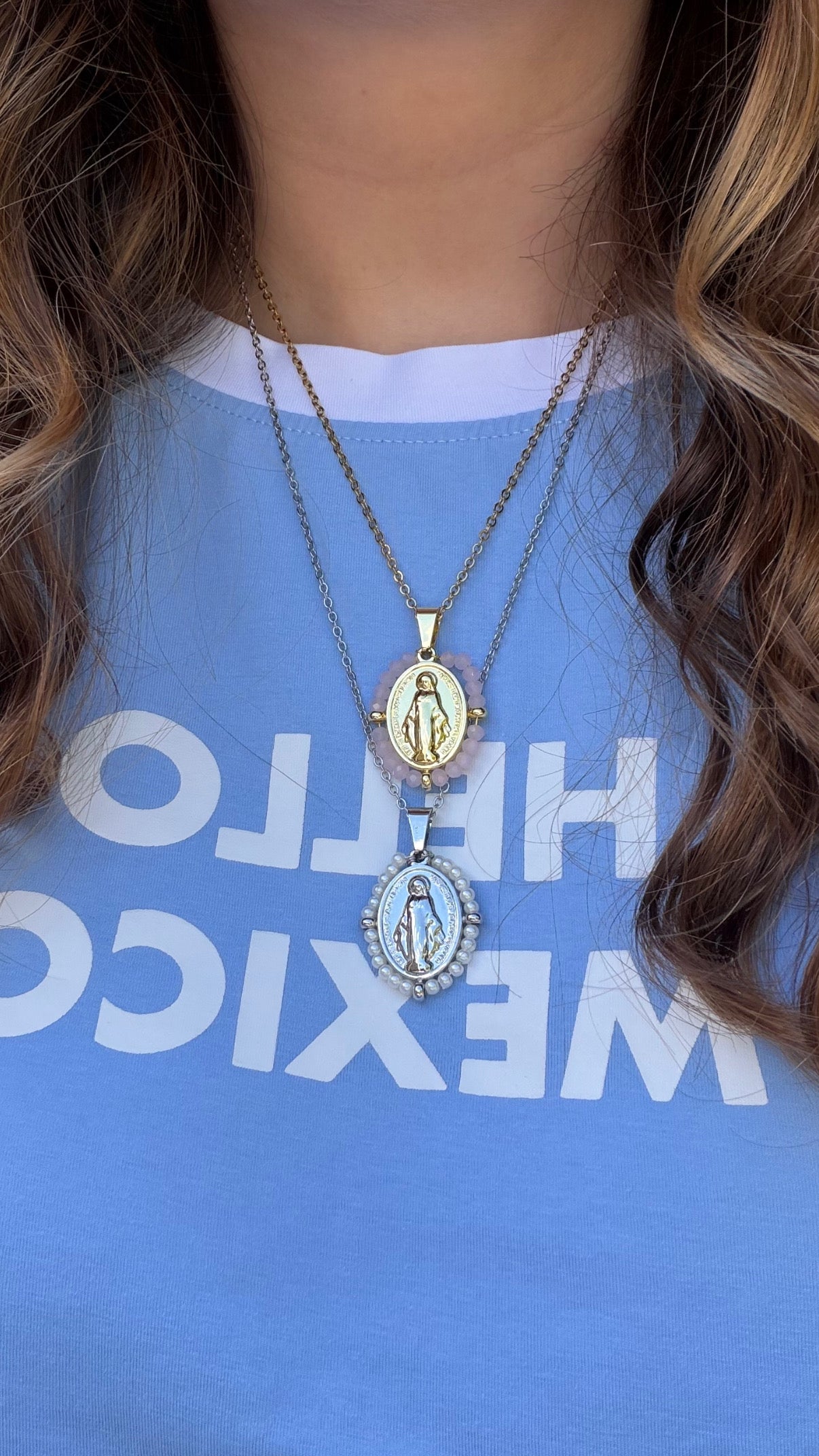Collier médaille perlé - Or