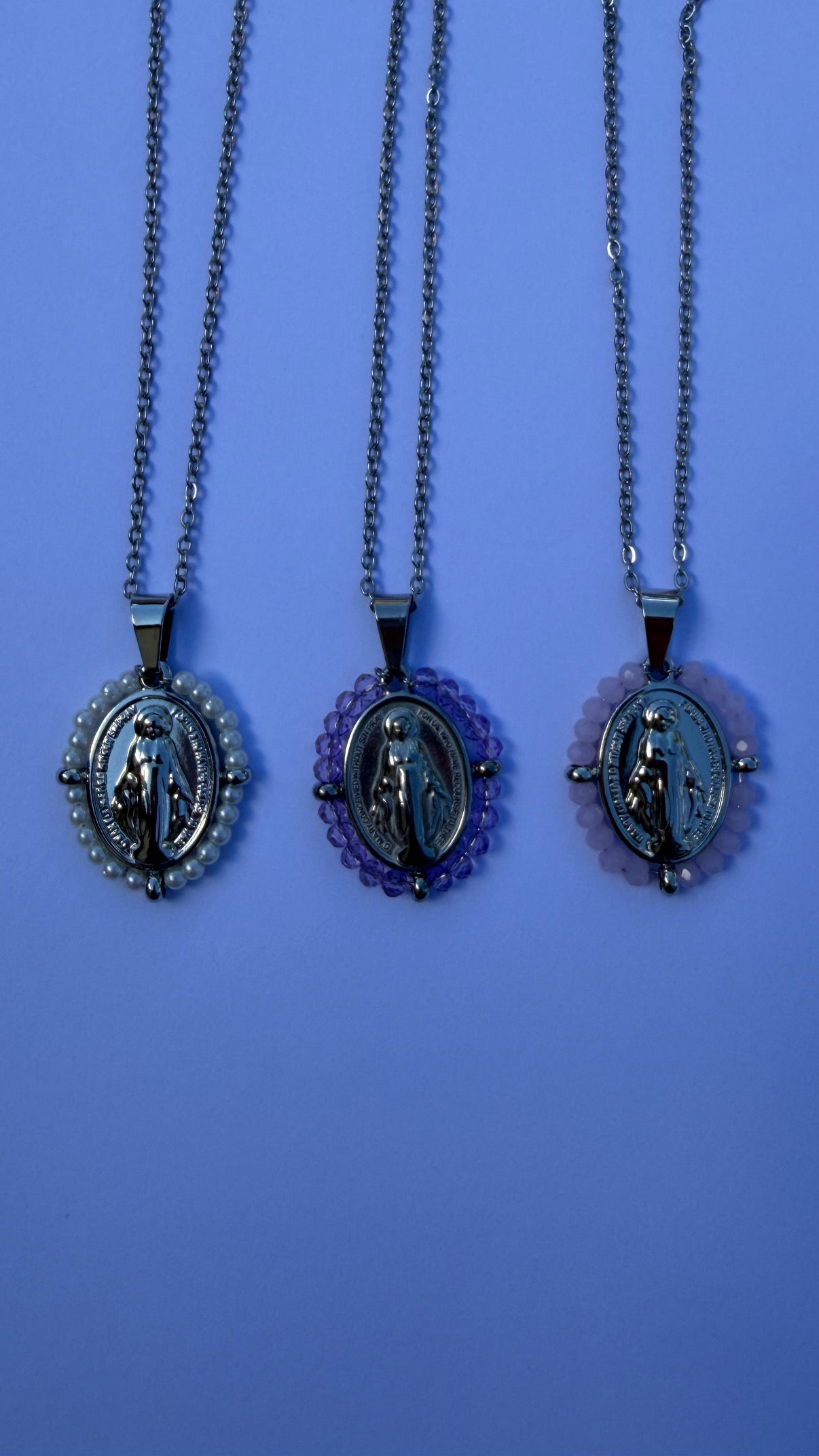 Collier médaille perlé - Argent